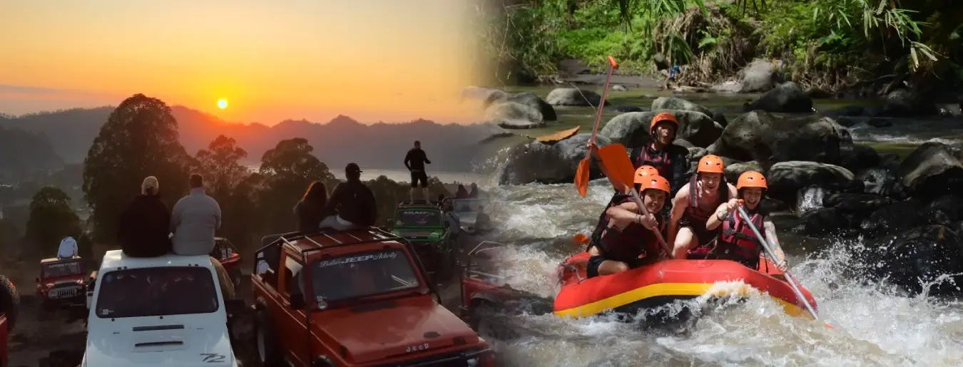 Combo Mt Batur Sunrise Jeep and Ubud Ayung River Rafting Tour