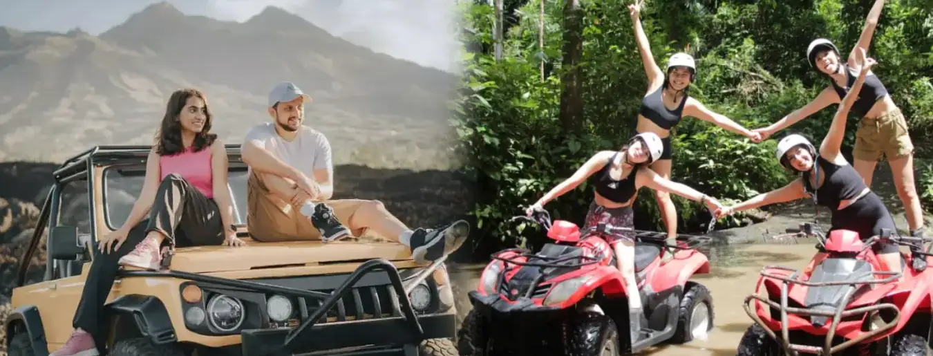 Combo Mt Batur Black Lava Jeep Tour and Bali ATV Quad Bike Village Tour M1